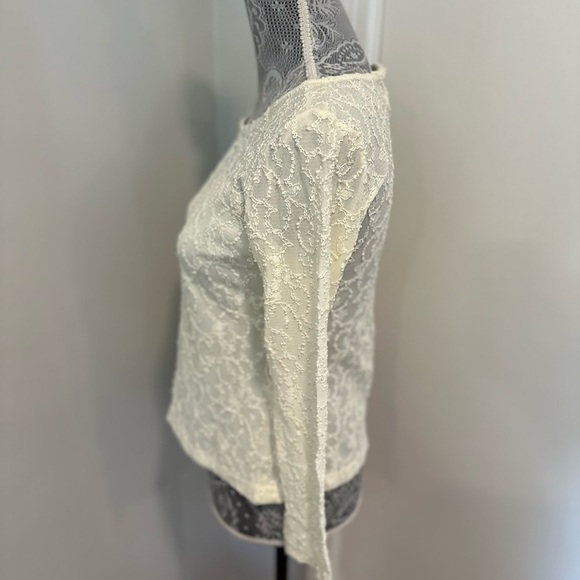 NWT Women’s Small Coldwater Creek Lace Sweetheart Neckline Long Sleeve Blouse. - Picture 4 of 10